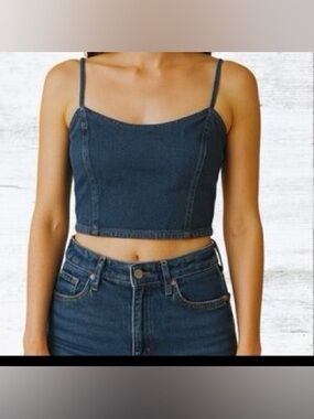 Dark Blue Denim Cropped Cami Top